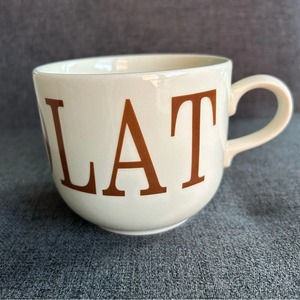 “CHOCOLAT” Coffee Mug, Ivory, Cream, Tan, Brown, 16 oz